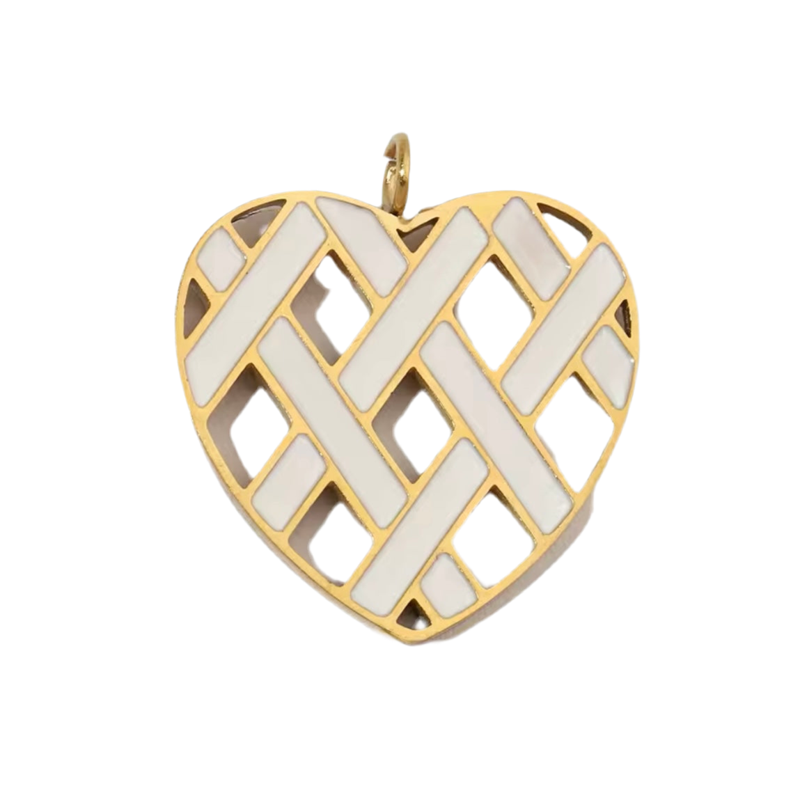 White heart crisscross Charm