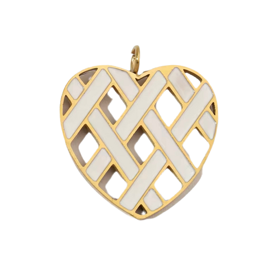 White heart crisscross Charm