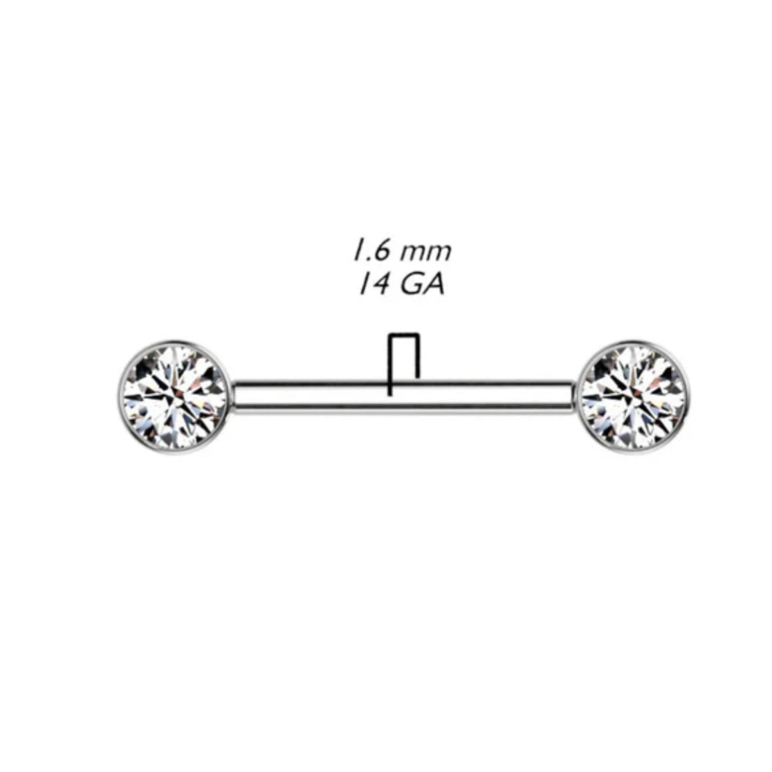 Nipple Barbell with Forward Facing CZ Bezel
