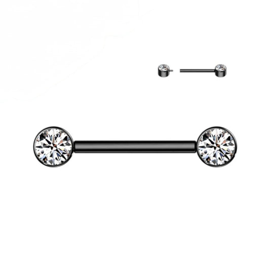Nipple Barbell with Forward Facing CZ Bezel