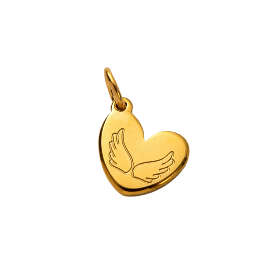 Heart angel wings charm
