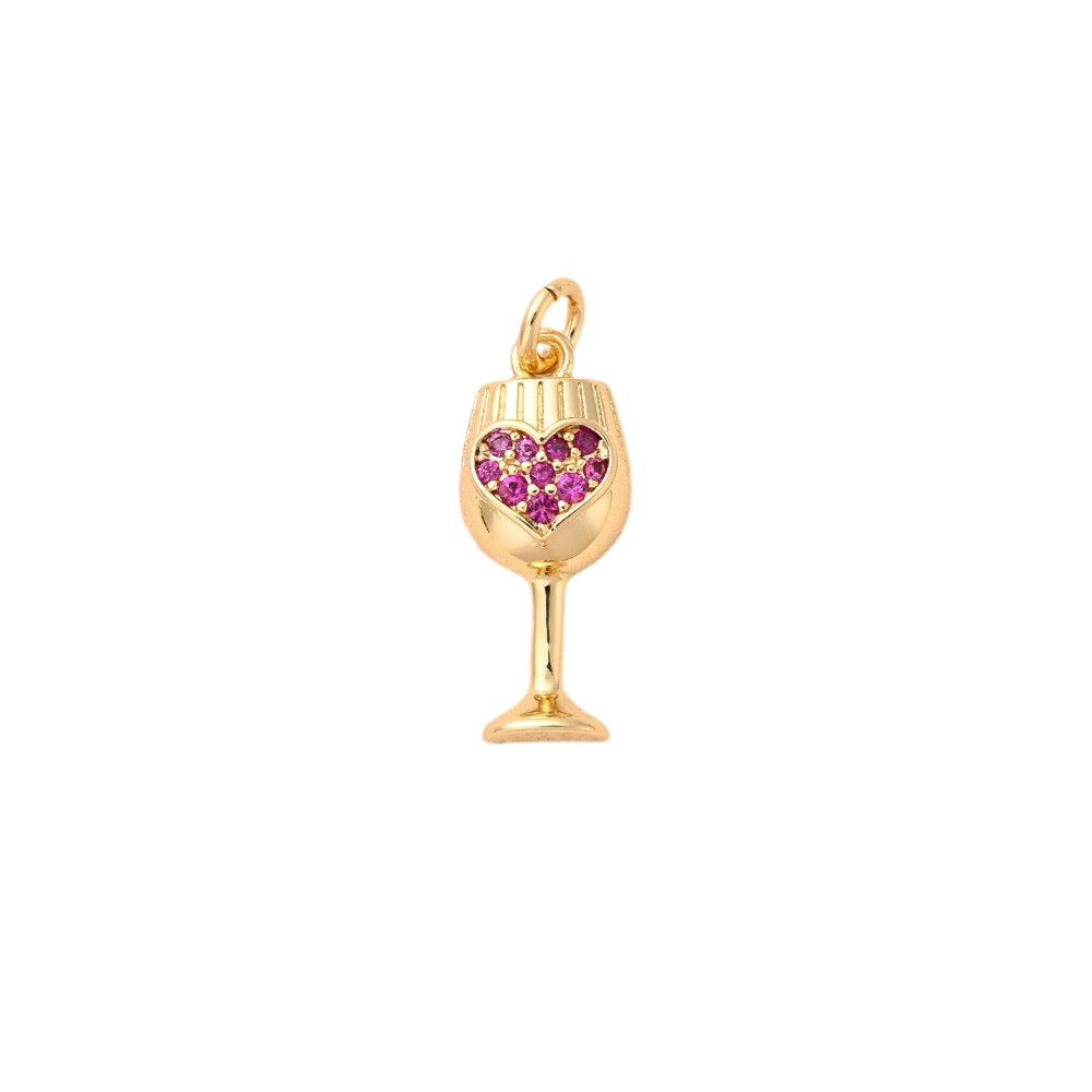 Wine glass - heart charm