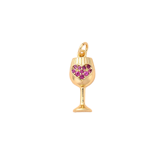 Wine glass - heart charm