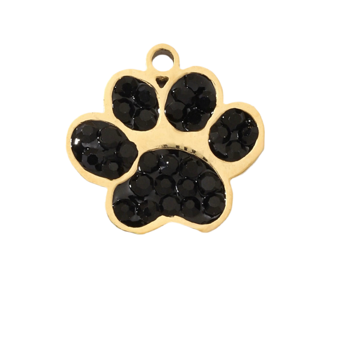 Paw print black rhinestone charm