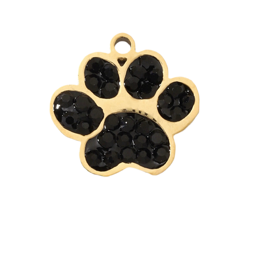 Paw print black rhinestone charm
