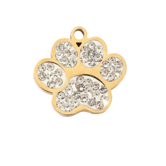 Paw print clear rhinestone charm