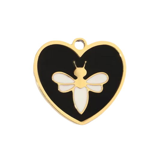 Black heart dragonfly charm