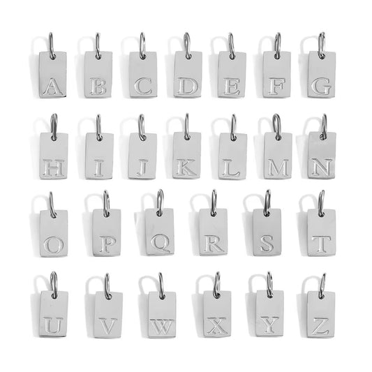 Alphabet - Silver square charms