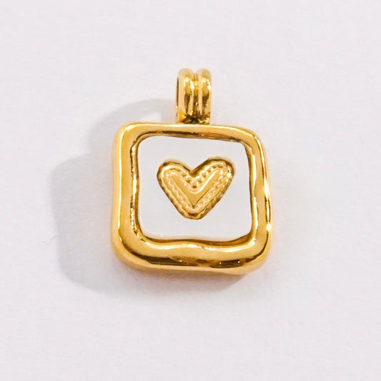 White square heart charm