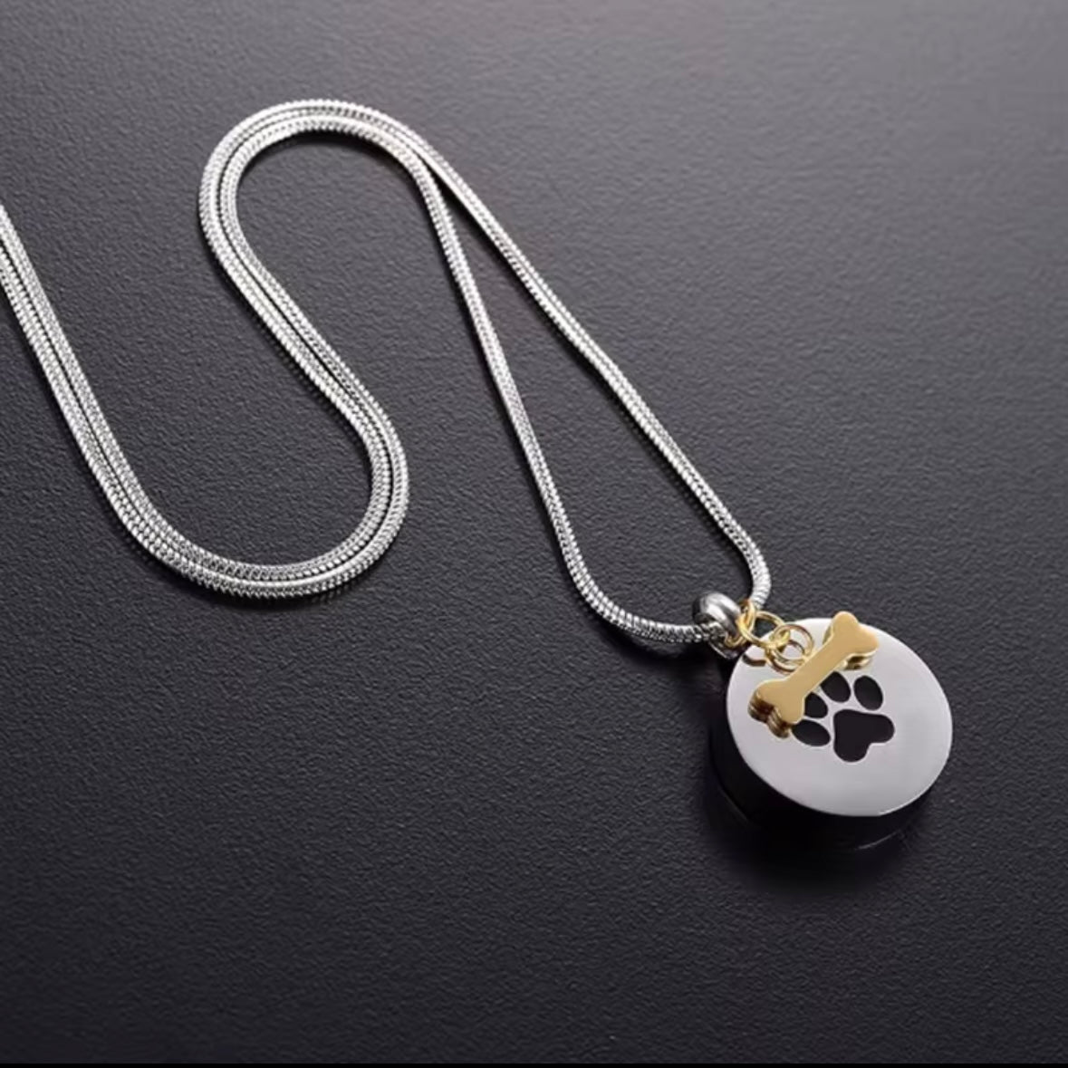 Pet Urn Necklace with bone tag