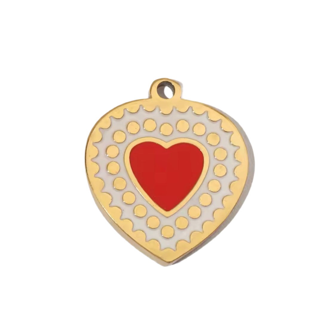 Heart red and white Charm