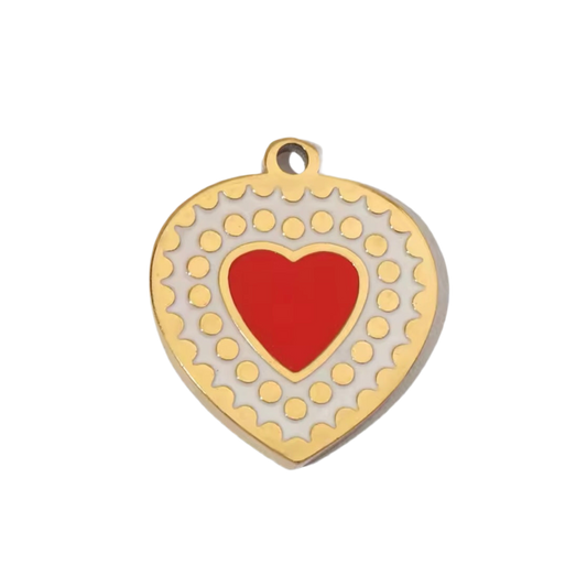Heart red and white Charm