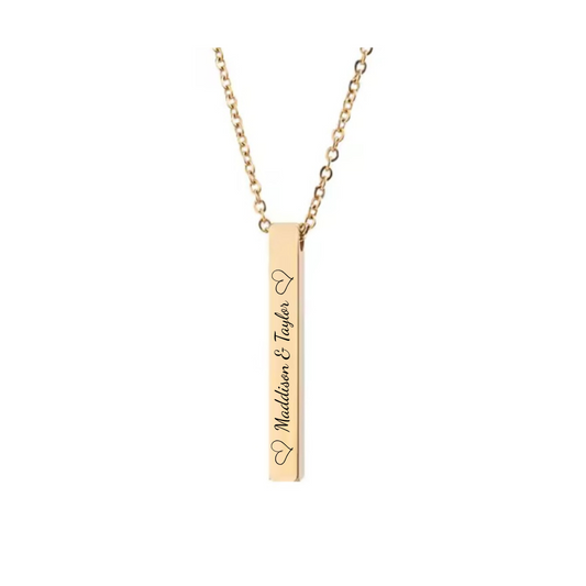 Personalized rectangle pendant necklace