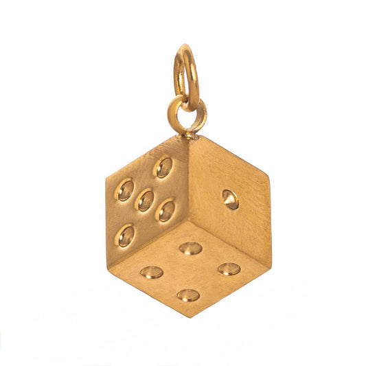 Dice all gold charm