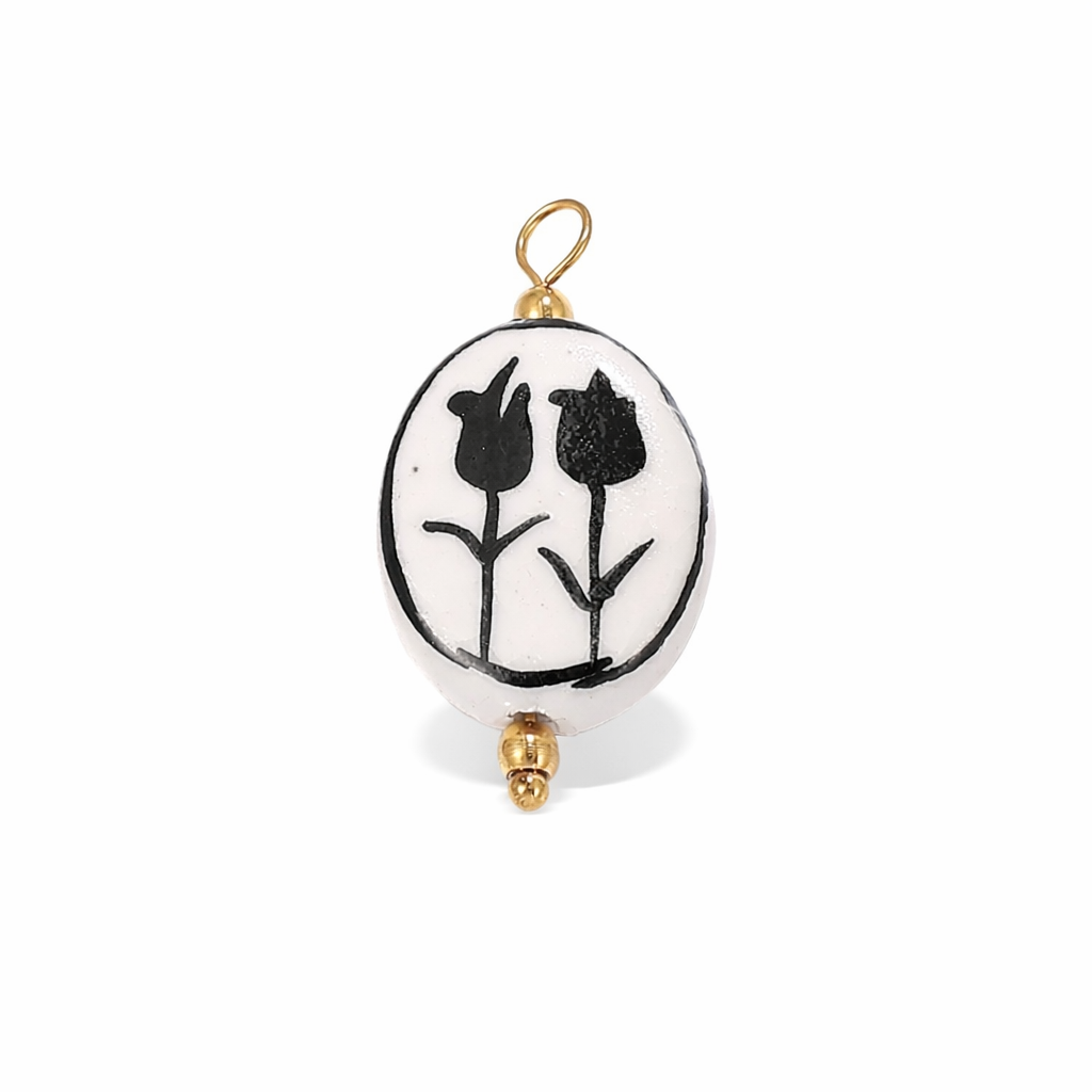 Painted black tulip charm