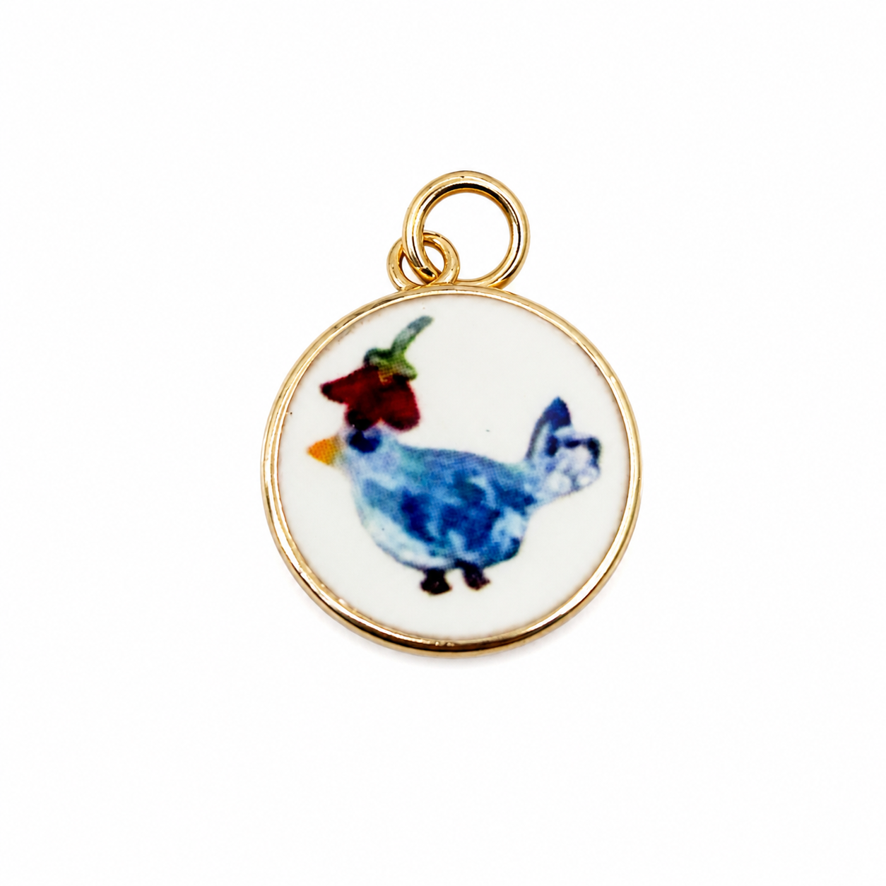 Painted chicken charm