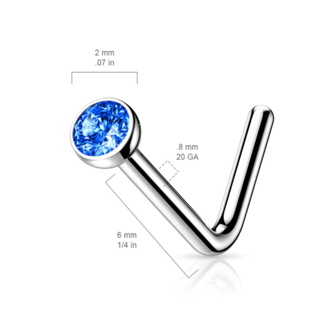 Nostril Stud with Press Fit Gem