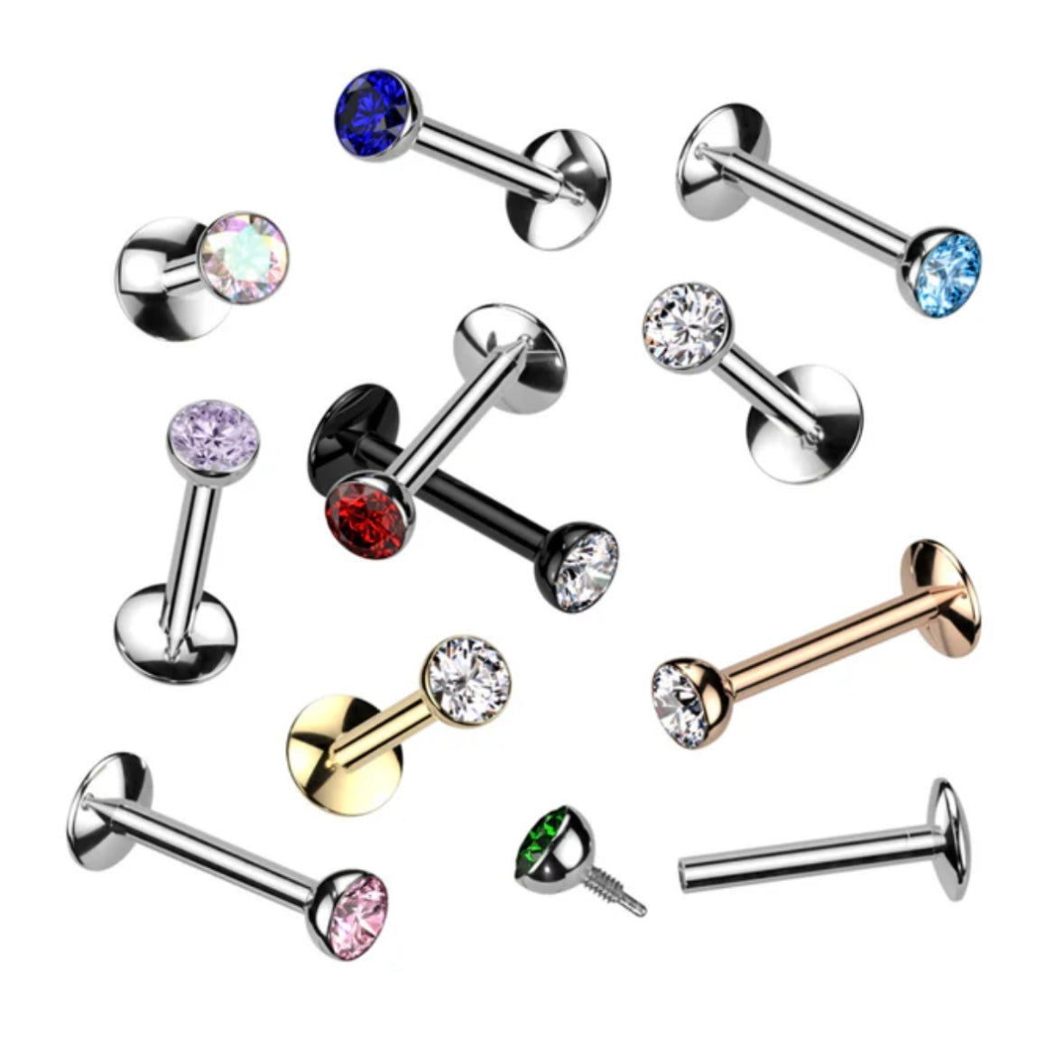 Labret cubic zirconia gem
