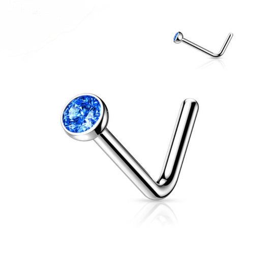 Nostril Stud with Press Fit Gem