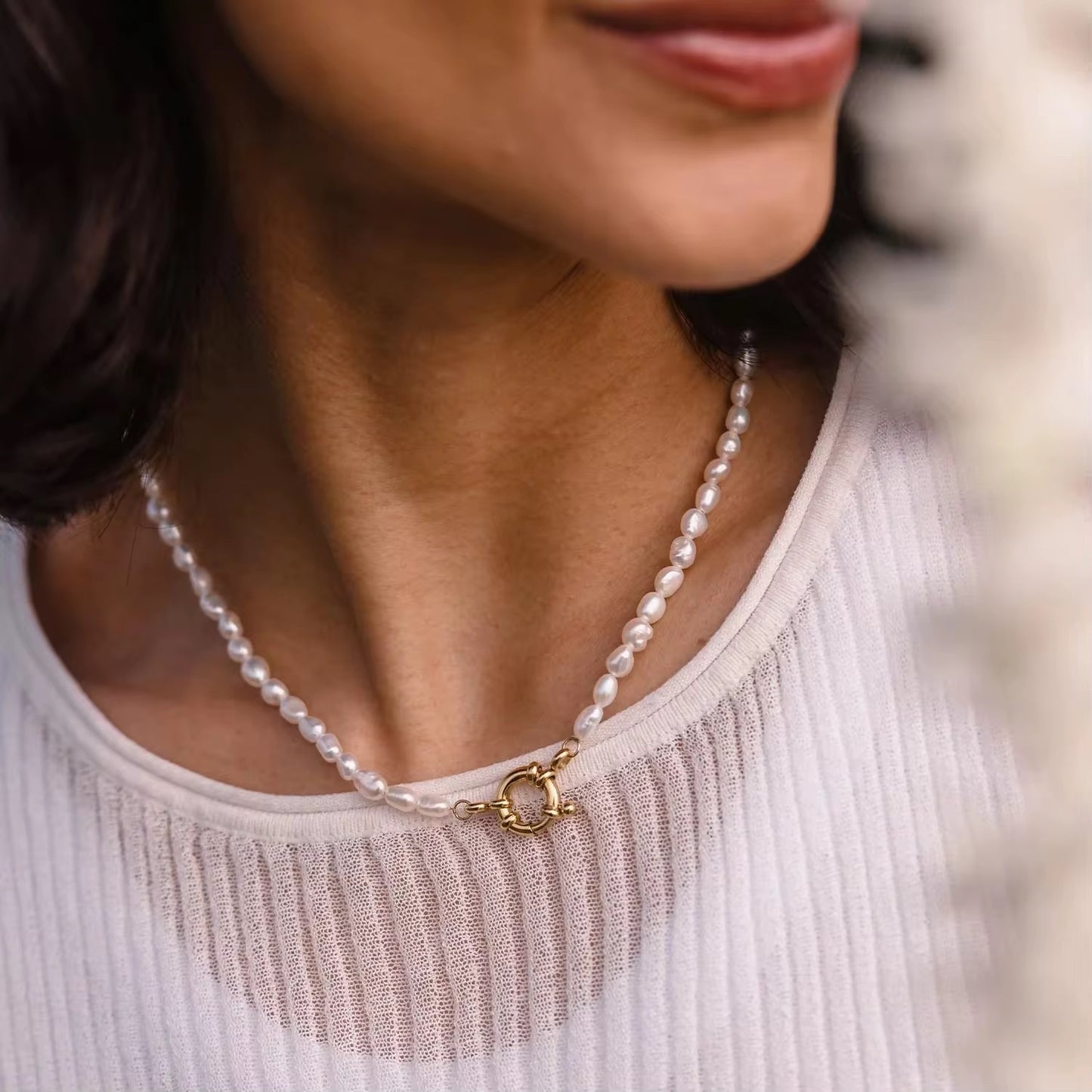 Pearl charm necklace