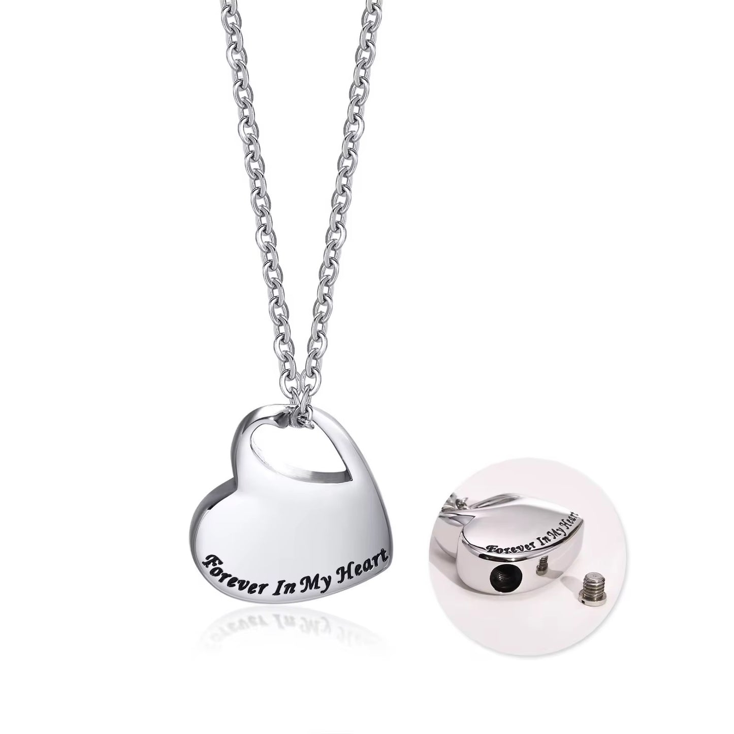 Urn heart Necklace with cut out teardrop