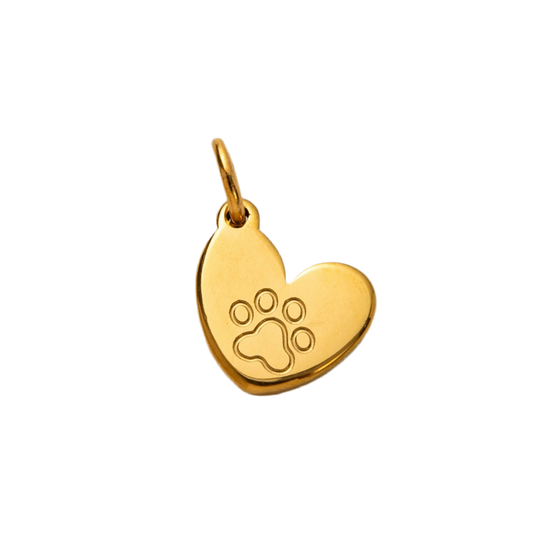 Heart paw print charm