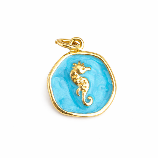 Blue seahorse charm