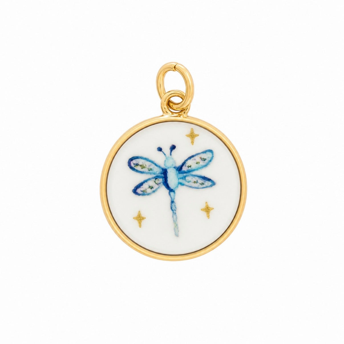 Painted dragonfly charm circular
