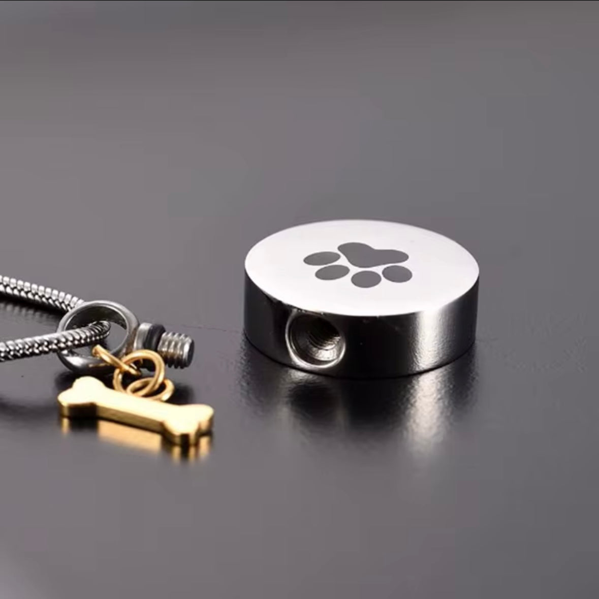 Pet Urn Necklace with bone tag