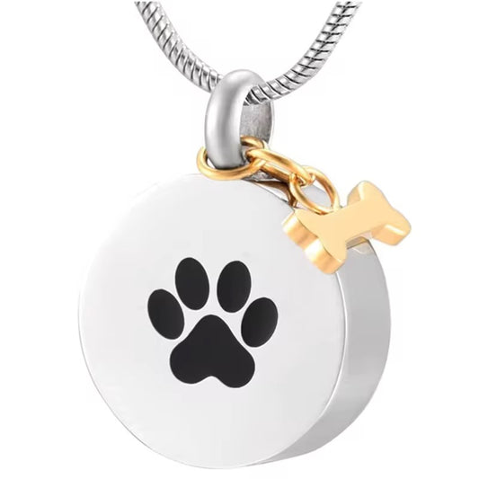 Pet Urn Necklace with bone tag