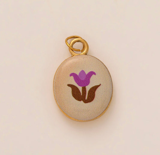 Painted vintage flower charm