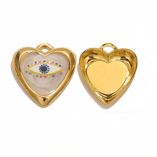 Third eye heart enamel charm